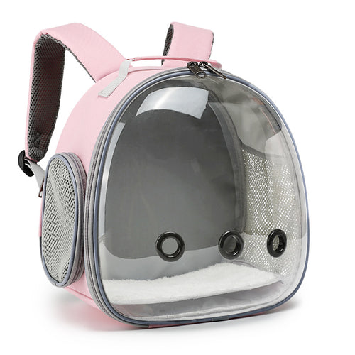 BubblePaws clear bubble cat backpack in Blush Pink
