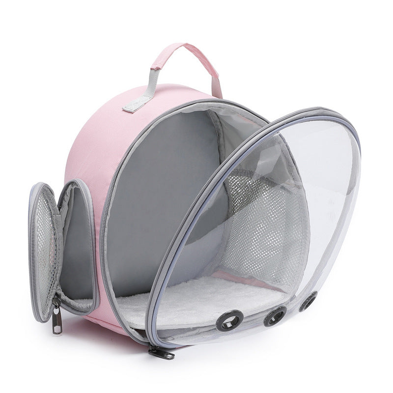 Clear space capsule pet backpack side mesh panel